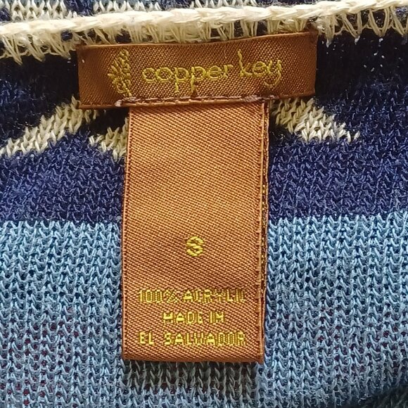 FINAL SALE Copper Key Multicolor Aztec Print Fringe Hem Cardigan Small - Picture 4 of 5